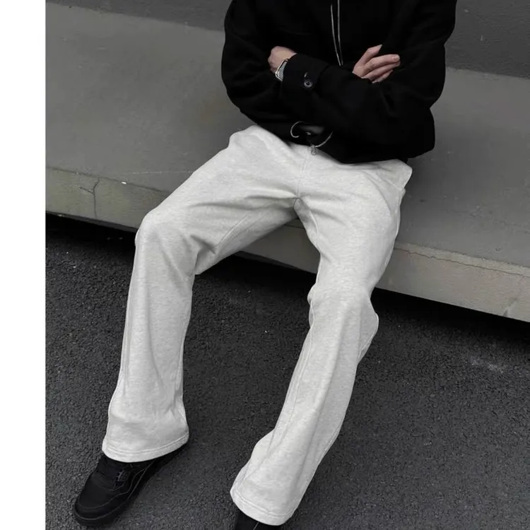 【直筒裤】白灰色简约风男潮牌大码百搭裤子美式高街休闲裤宽松卫裤