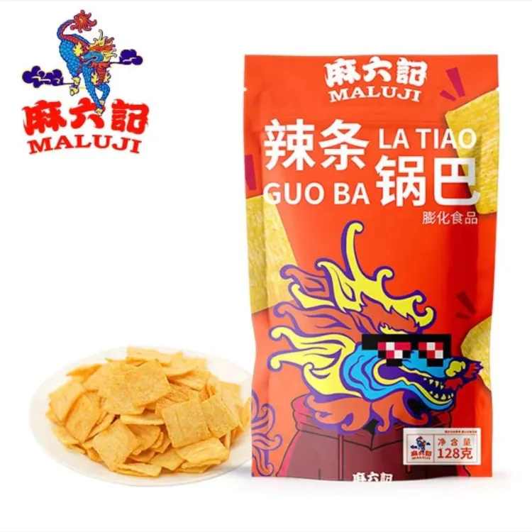 麻六记辣条锅巴128g休闲零食追剧小馋嘴零食麻辣锅巴宿舍开袋即食