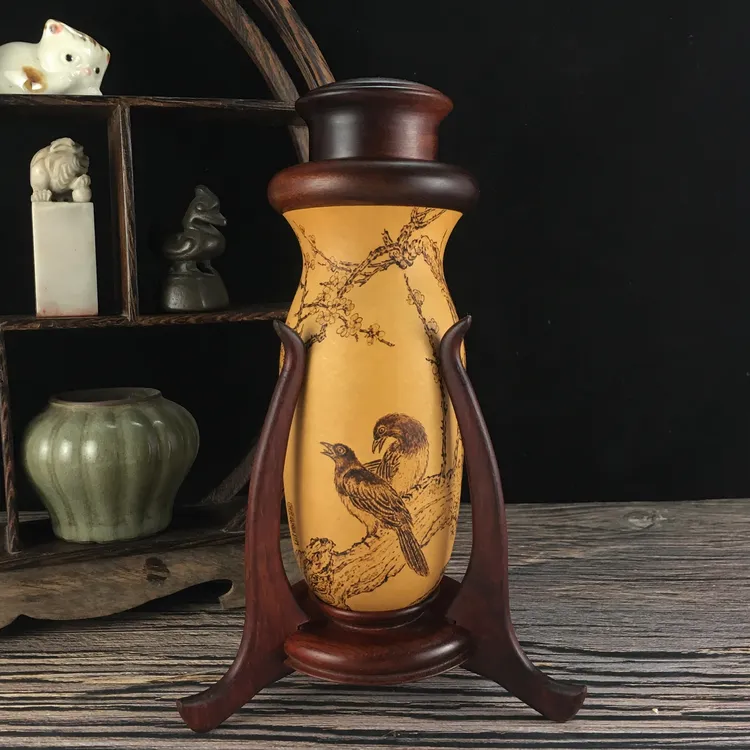 柳氏烙艺喜鹊登梅 手工烙画烫花蓄虫鸣虫具葫芦蝈蝈叫罐文玩把件B