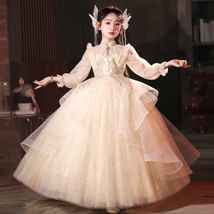 女童高端秋冬礼服公主裙新款婚礼花童礼服轻奢高级儿童表演演出服