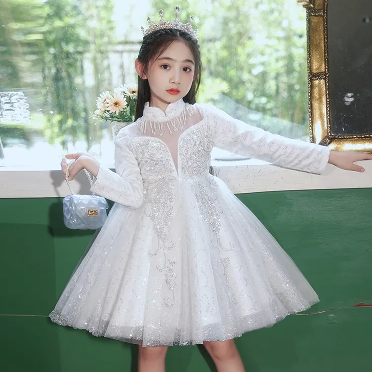 女童礼服公主裙高端轻奢小众花童生日宴婚纱儿童主持人钢琴演出服