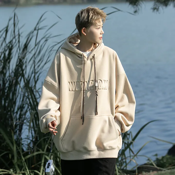 重磅美式卫衣男士2025春秋季潮牌连帽宽松高街上衣少年感钢印卫衣