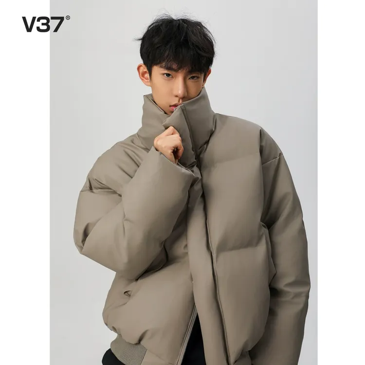 V37 高级感美式棉服外套男2024秋冬季青少年保暖oversize棉衣夹克