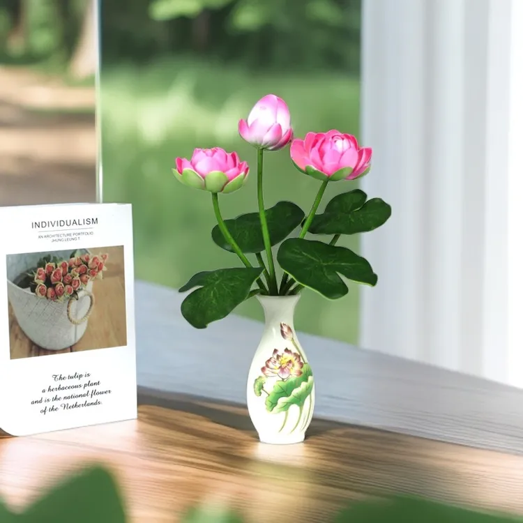 佛像前供花荷花pe材质仿真莲花装饰花佛花仙家神台财神前供花花束