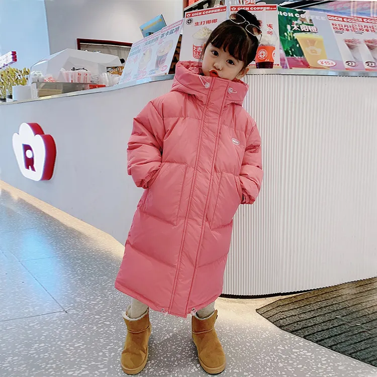 儿童中大童棉服中长款派克服加厚保暖冬季袄女童长款过膝女孩棉服