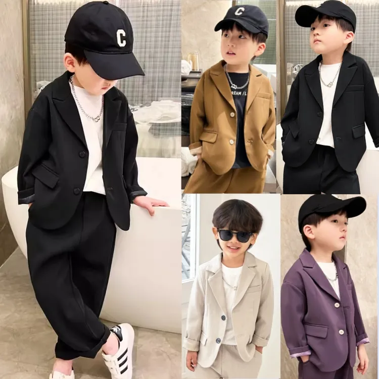 春秋季新品男童西装套装帅气主持礼服花童走秀洋气儿童韩版西服潮