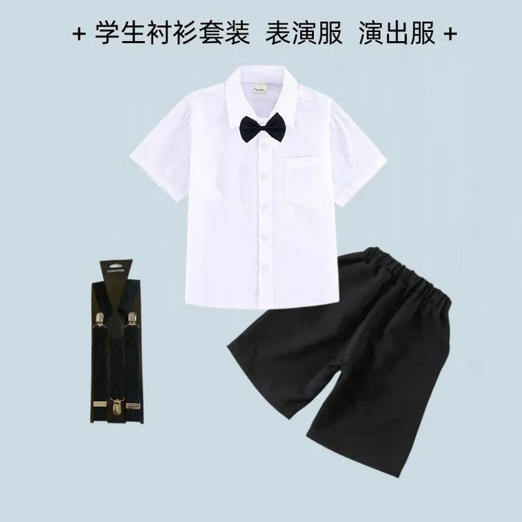 男童礼服夏小西装套装男孩主持人服装儿童走秀演出服表演英伦班服