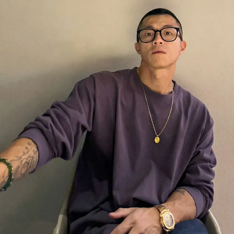 陈震同款纯棉磨毛长袖均码重磅TEE休闲宽松潮流男士打底衫百搭