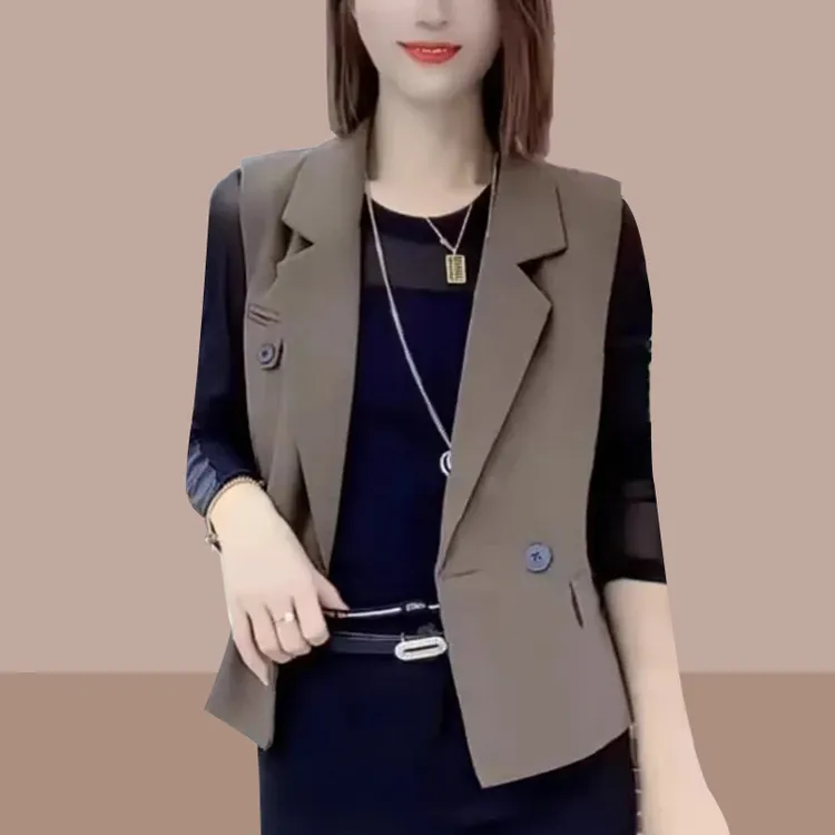 百搭无袖纯色马夹女士2025年春秋新款小香风马甲女款外穿外套上衣