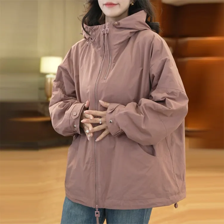 连帽风衣外套女2025年春秋季新款韩版百搭休闲短款时尚长袖夹克