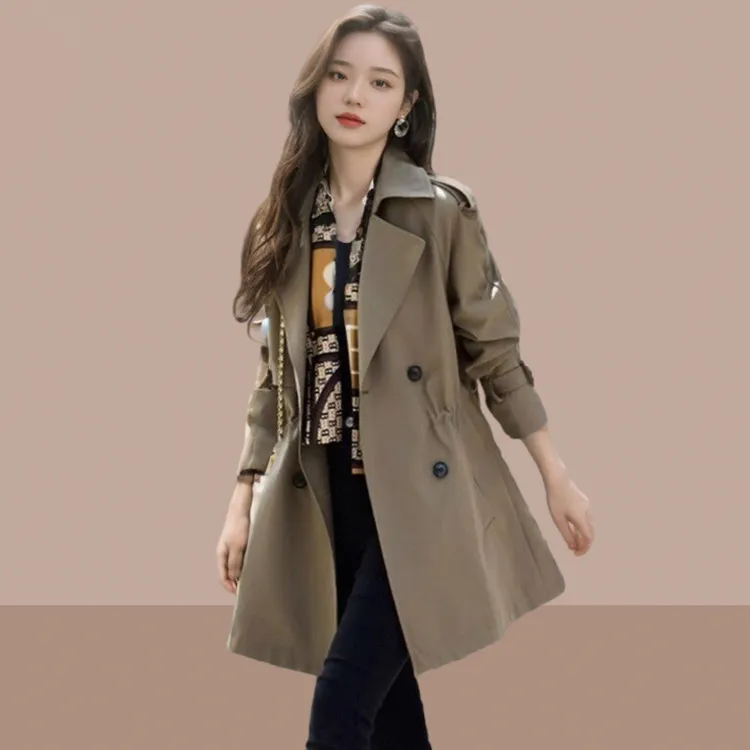 中长款黑色风衣外套女2025今年早春装流行新款小个子洋气欧货大衣