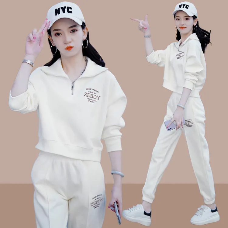 小个子时尚卫衣女士休闲套装2025春装新款洋气上衣运动炸街一整套