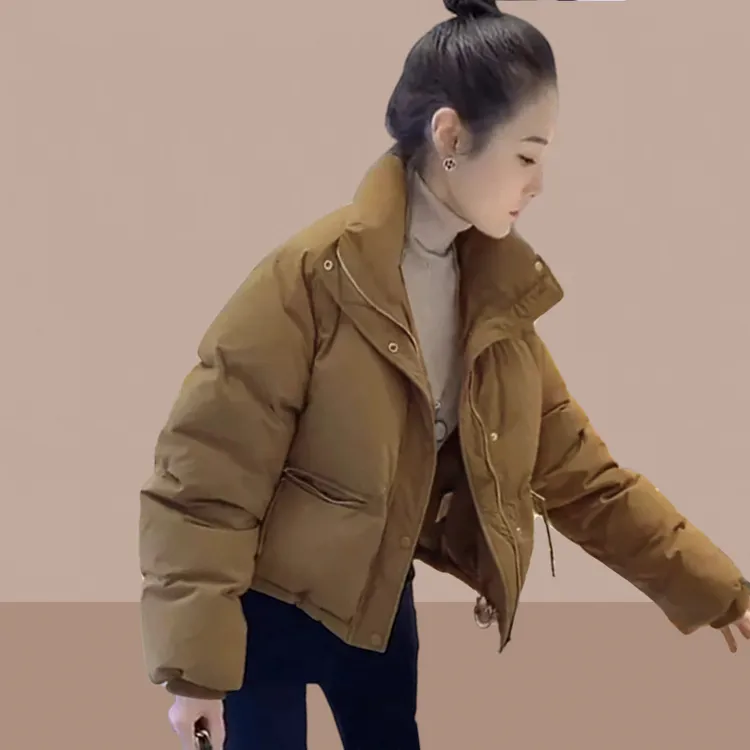 今年流行立领棉服女2025冬季新款小个子爆款厚面包服短款棉衣外套