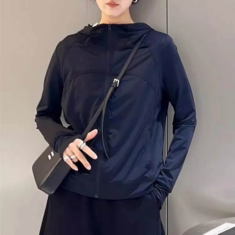 薄款高级感防晒衣外套女2025夏季新款休闲纯色清凉连帽防晒服开衫