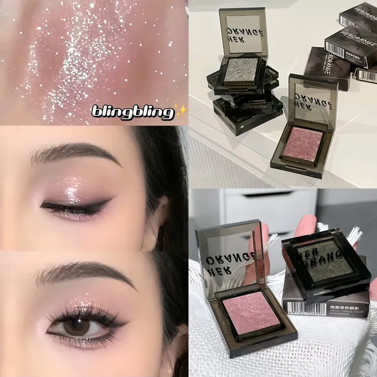 单色眼影盘爆闪珠光哑光玻璃亮片粉色人鱼姬甜酷轻泰妆辣妹欧美妆