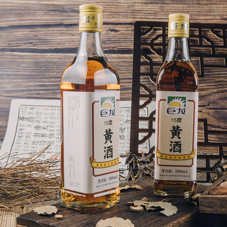 巨龙15度黄酒熬阿胶500ml料酒玻璃瓶装家用家庭烹饪调料调味黄酒