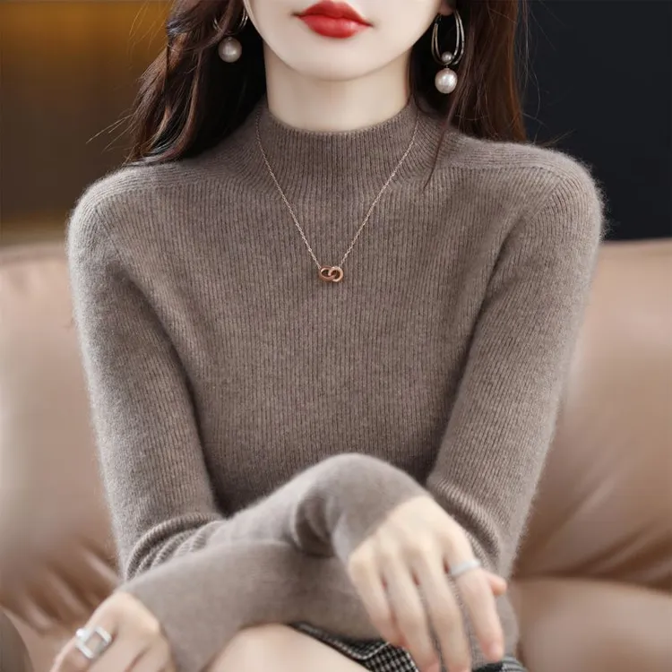 针织衫女毛衫半高领打底衫内搭秋冬短款修身显瘦毛衣女