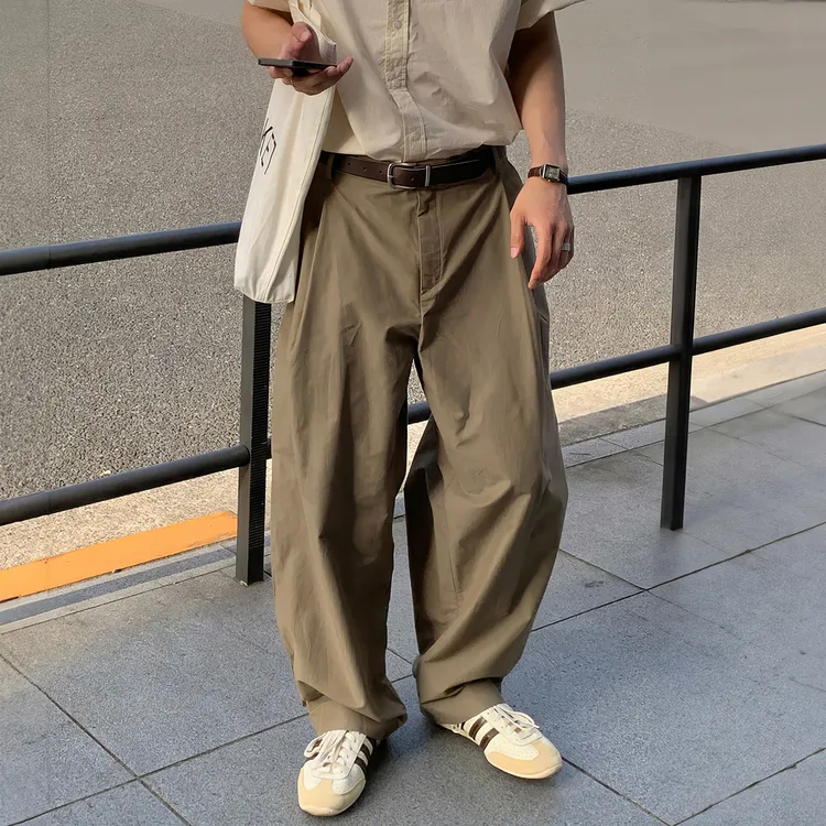 工装休闲裤男夏季2025新款日系复古直筒百搭宽松阔腿裤慵懒风长裤