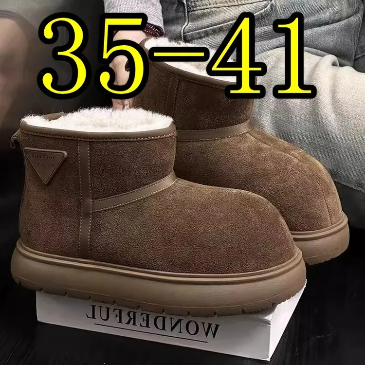 时尚雪地靴35-41大码+直播品质+现货绒面人造短毛绒人造短