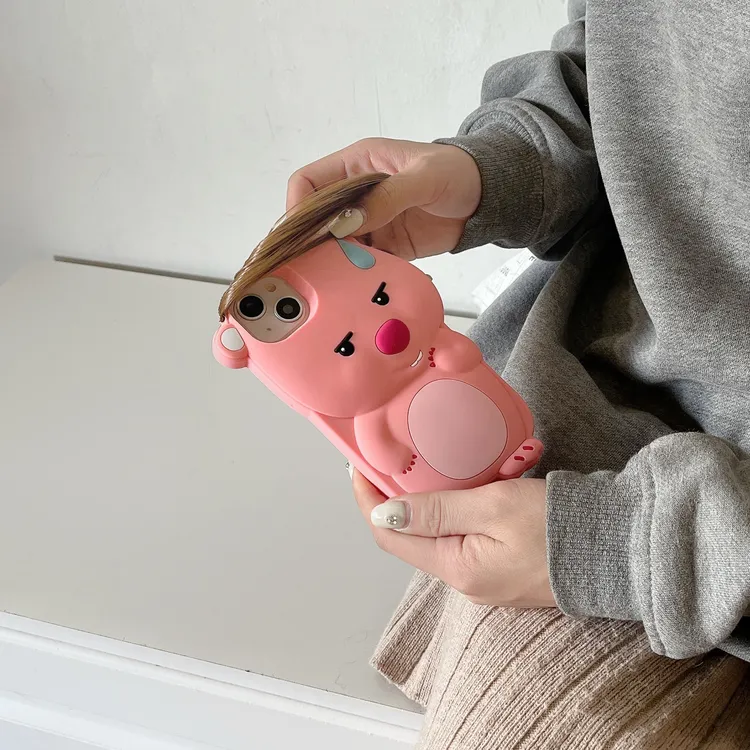 创意杀马特发型小海狸手机壳iPhone15promax苹果14pro/13/12硅胶
