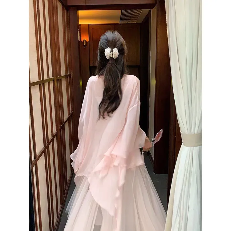 仙气雪纺防晒衣女夏季新款配吊带裙子外搭小披肩开衫外套薄纱罩衫