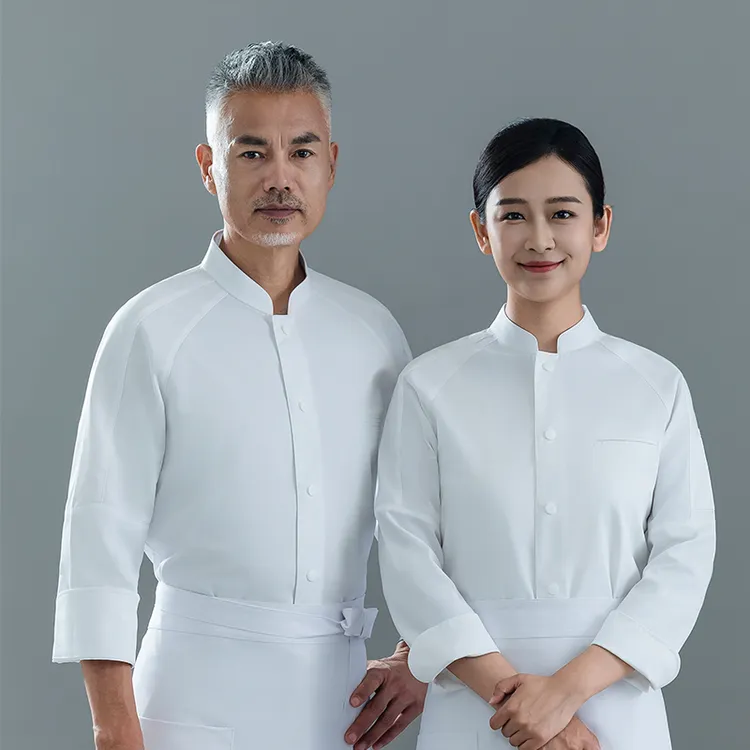高档厨师工作服男长袖秋冬装酒店餐厅饭店蛋糕烘焙白食堂后厨定制