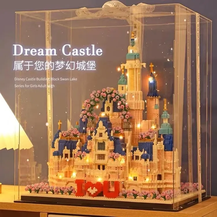 粉色花园城堡高难度益智拼装梦幻建筑玩具女孩生日礼物