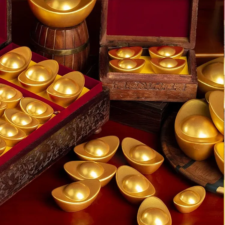 高档实心铜合金大元宝摆件聚宝盆米缸填充物家用客厅办公室礼品