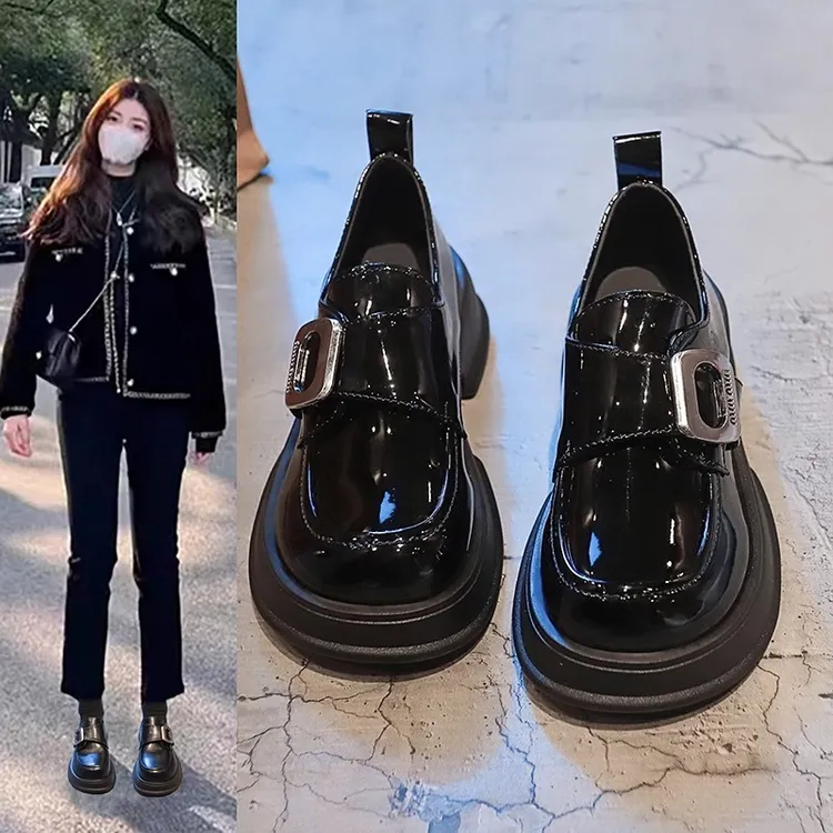 【万象撤柜】英伦风厚底小皮鞋女2024新款夏秋爆款百搭jk单鞋乐福鞋