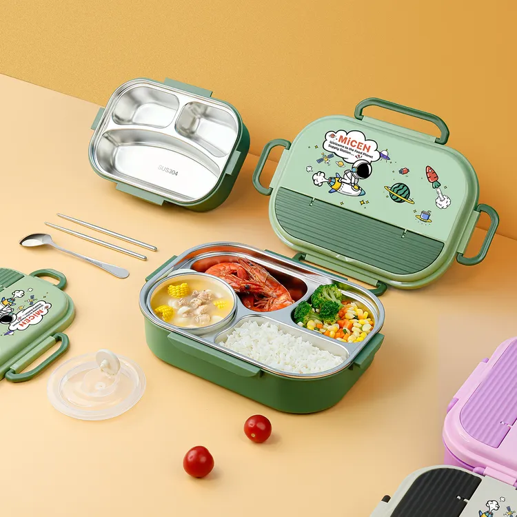 304食物星球学生饭盒上班族食堂打饭密封餐盘便携户外旅行带餐