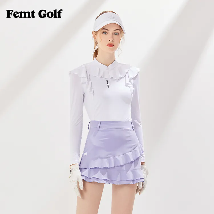 Femt Golf/Femt Golf高尔夫冰丝防晒女长袖荷叶边速干弹力上衣T恤