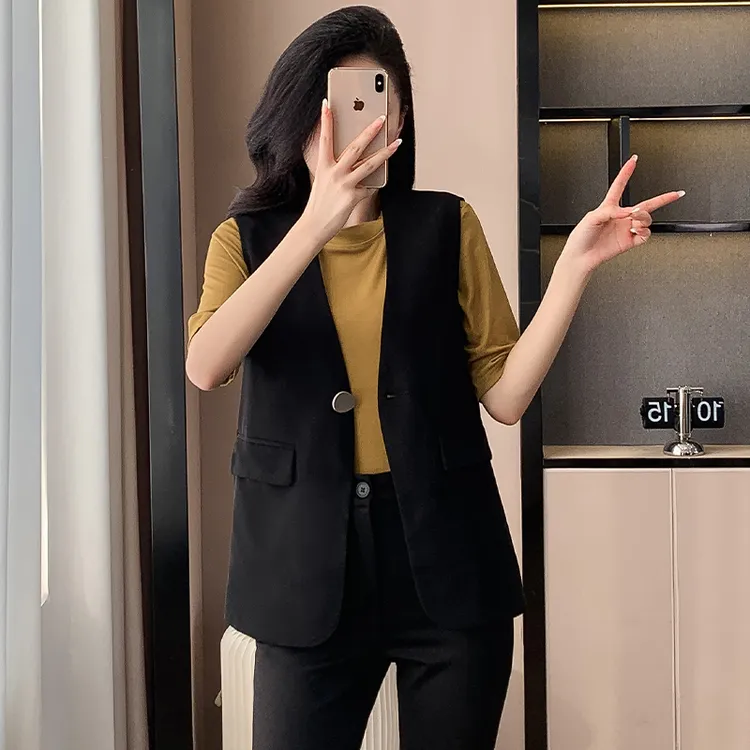 2025新款女装秋季显瘦宽松马夹外套春秋女士坎肩显瘦西装马甲潮