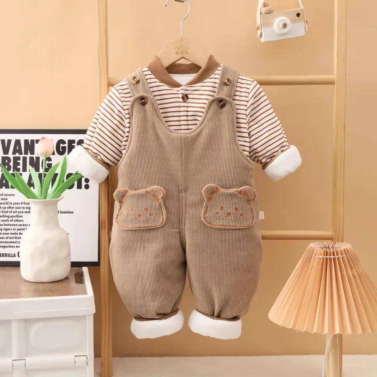 【200克熊头】卡通背带裤套装婴幼儿加厚夹棉婴幼儿棉服