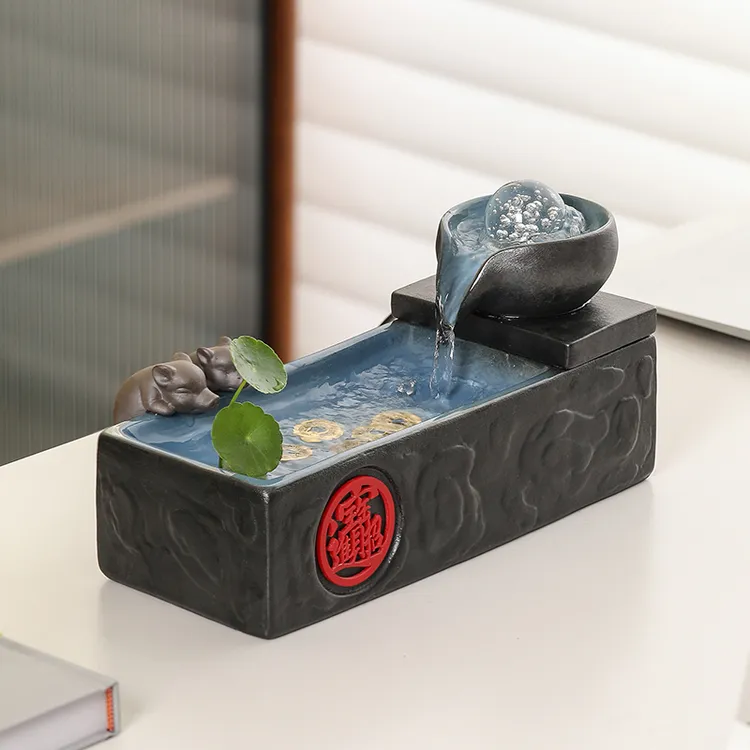 诸事大吉流水喷泉摆件循环水创意家居客厅茶几办公桌面装饰水晶球
