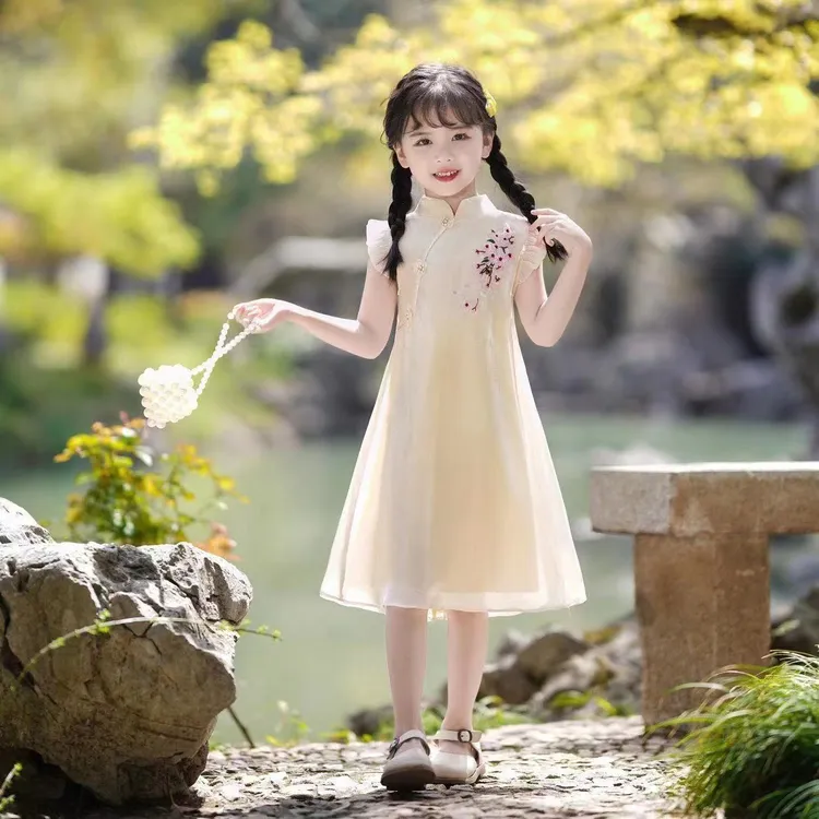 汉服女童连衣裙夏装2024新款儿童夏季国风旗袍小女孩洋气公主裙子