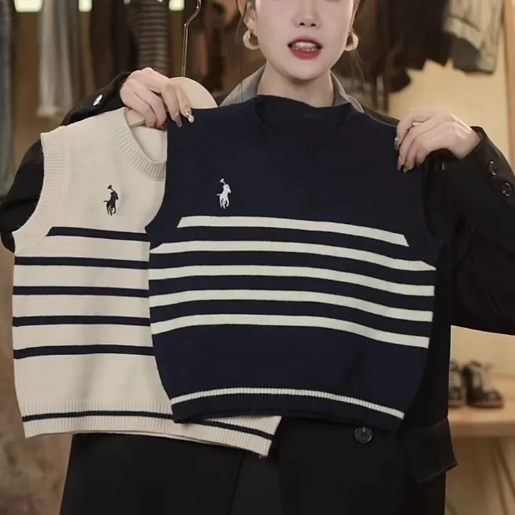 男童学院风针织马甲2025秋季男宝宝条纹背心马夹儿童无袖套头上衣