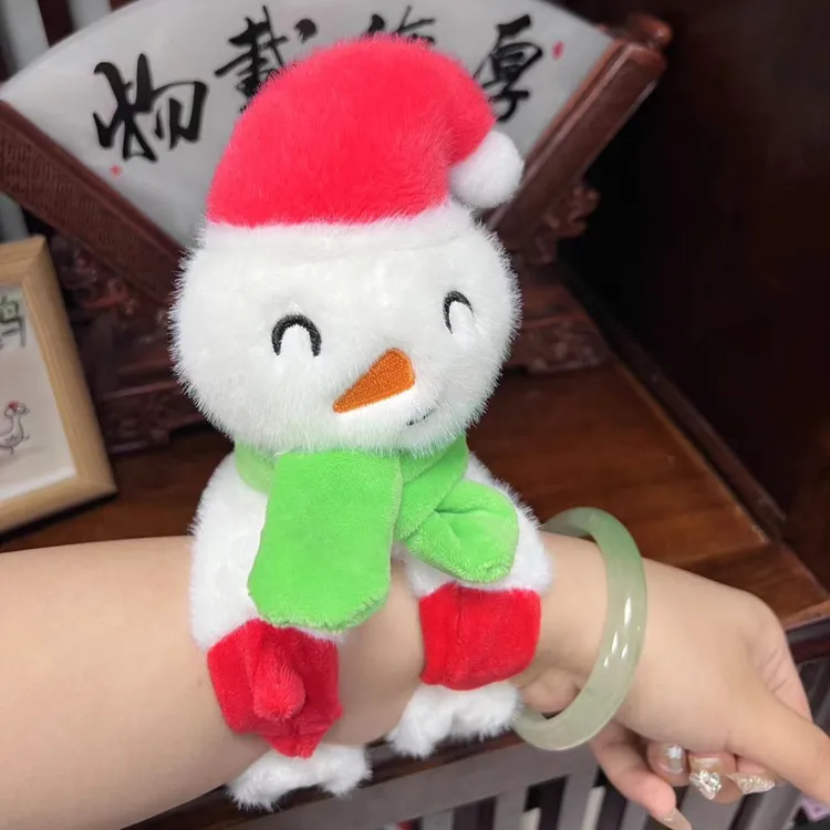 圣诞雪人啪啪圈手环毛绒拍拍圈趣味毛绒公仔圣诞老人麋鹿送男女友