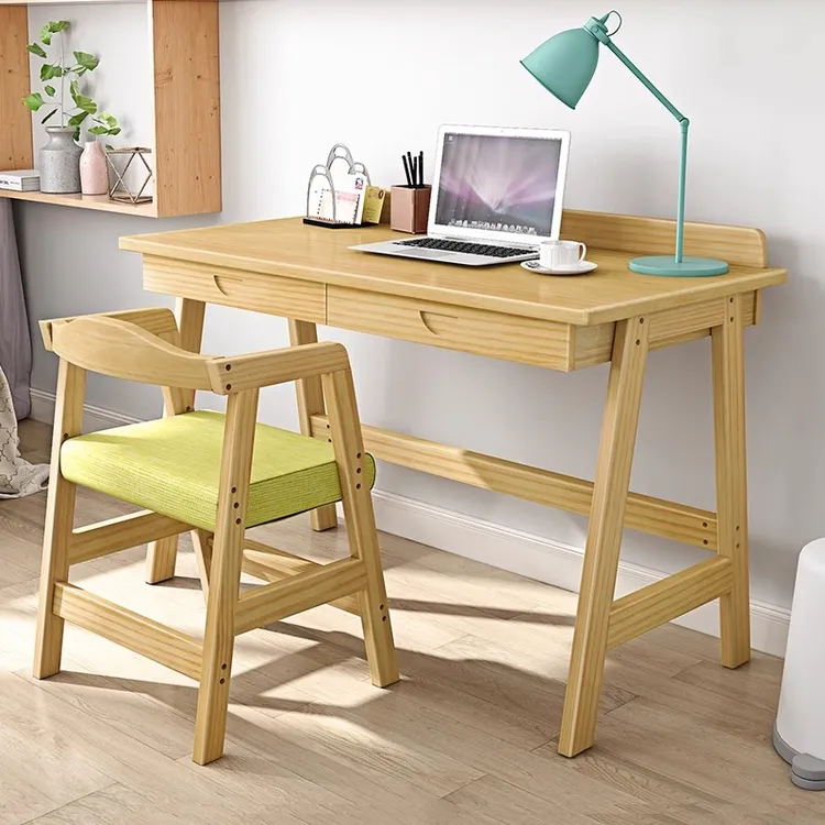 全实木书桌简约现代家用学生卧室写字桌写字台电脑桌台式办公桌子