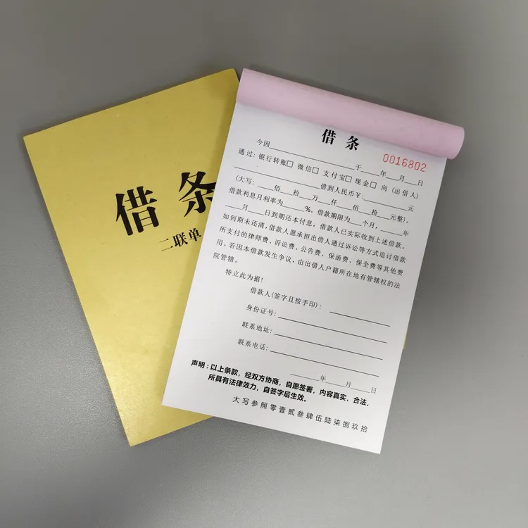 一本包邮借条法律认可正规借款条民间个人借条欠条私人借条通用