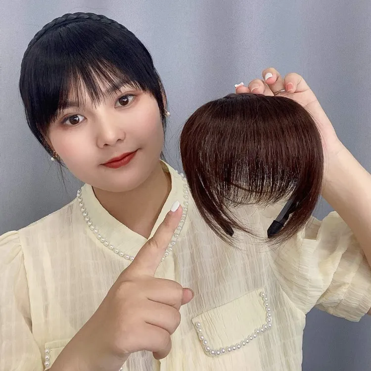 假发女发箍刘海一体假发片头顶补发女全真人发前额自然遮白发头帘