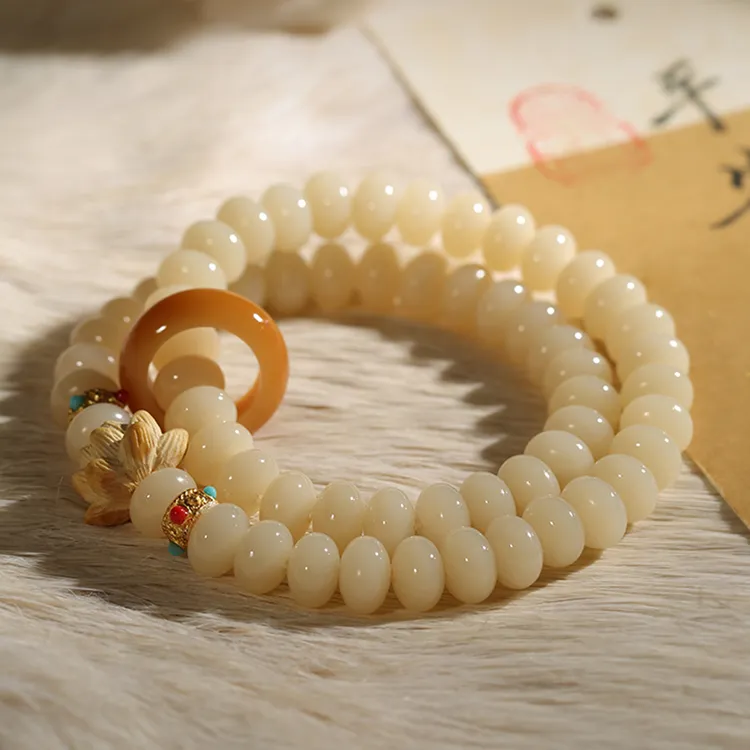 真品菩提手串双圈跑环莲花醒狮手持天然老料菩提根盘串女新中式
