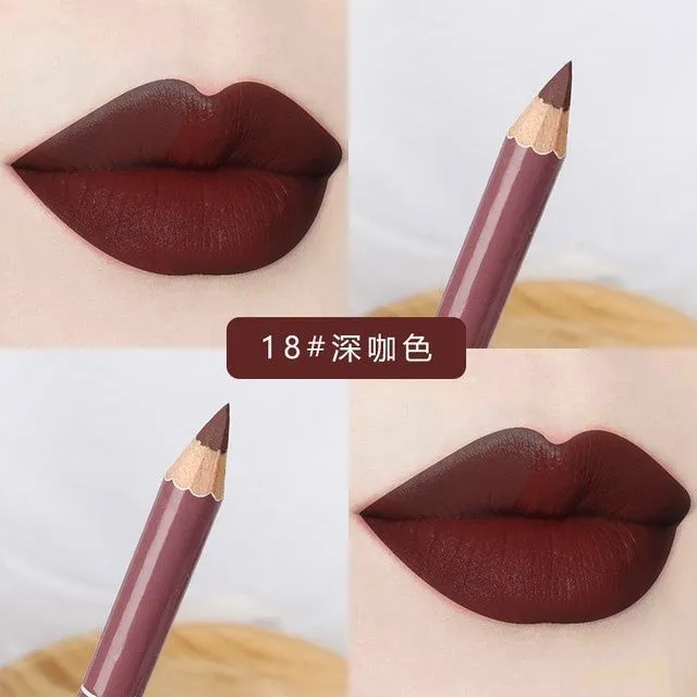 咖啡色唇线笔棕色唇笔欧美棕色唇笔描唇勾勒口红笔紫色黑色
