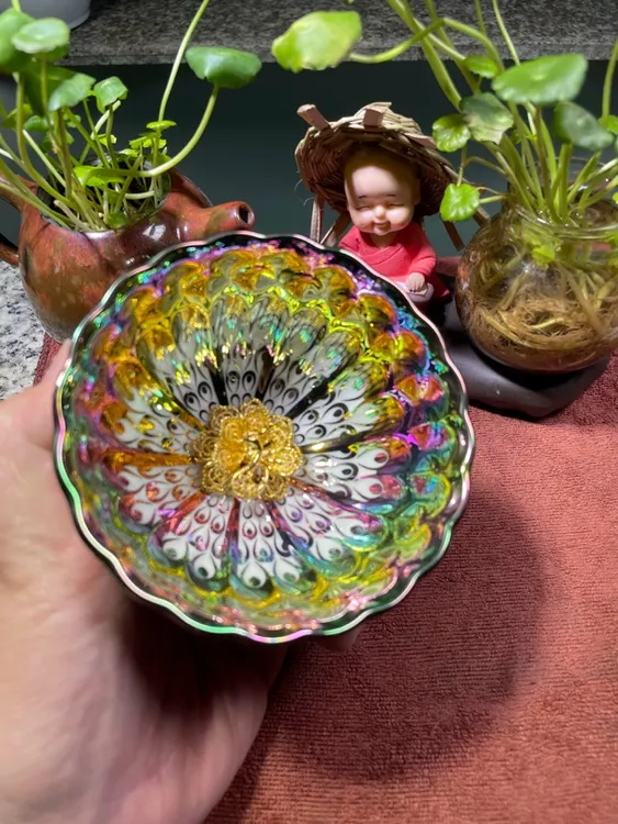 高端茶器七彩凤凰精美喝茶主人杯陶瓷