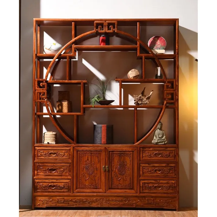 实木中式多宝阁仿古陈列架茶叶玄关博古架新柜展示书架隔断置物架