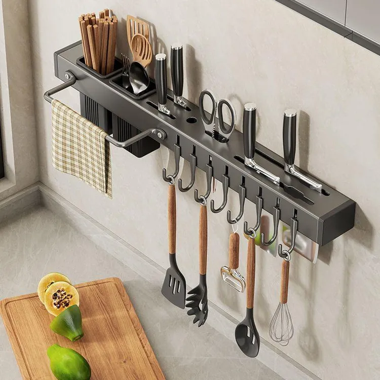 陶市厨房刀具置物架多功能收纳刀架免打孔家用架筷笼筷子筒壁挂式