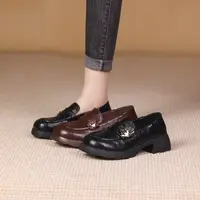听纯17175秋季2024圆头乐福鞋厚底百搭平底女鞋软底春秋休闲鞋女