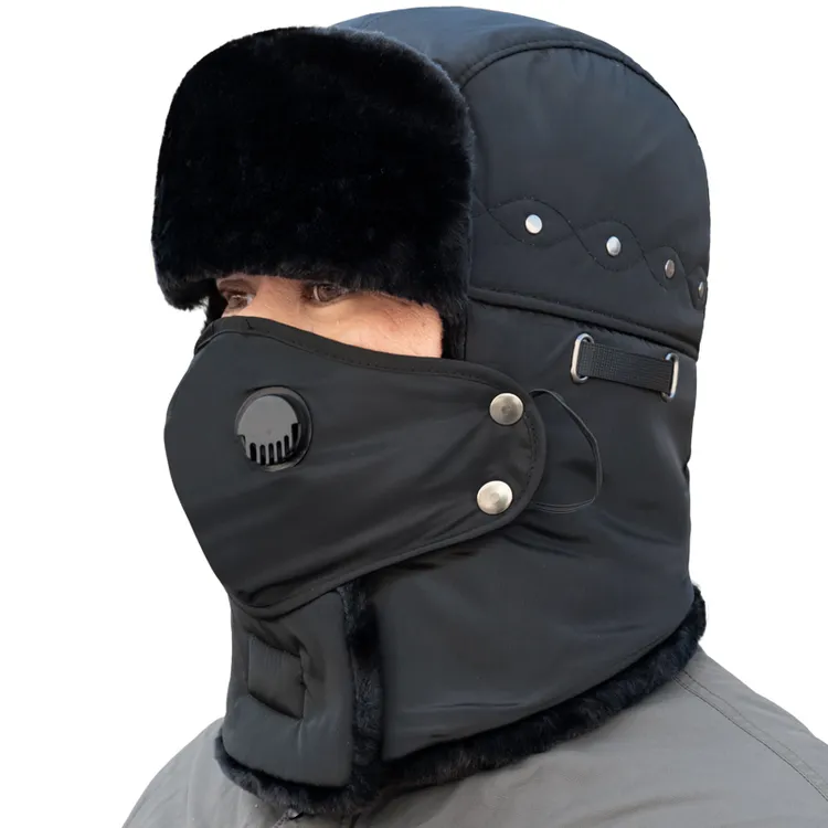 帽子男冬天加绒加厚保暖雷锋帽骑车防风防寒护耳东北帽电动车棉帽