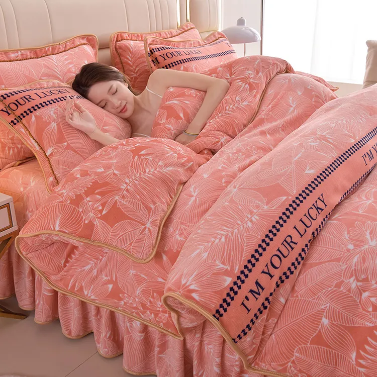 秋冬款高端加厚牛奶绒双面绒床上四件套冬季四件套牛奶绒双面绒