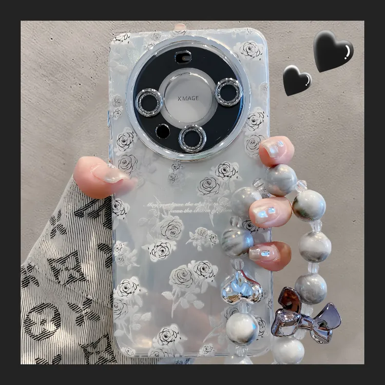 小香风玫瑰适用华为mate60pro新款p60pro防摔iphone15/14手机壳