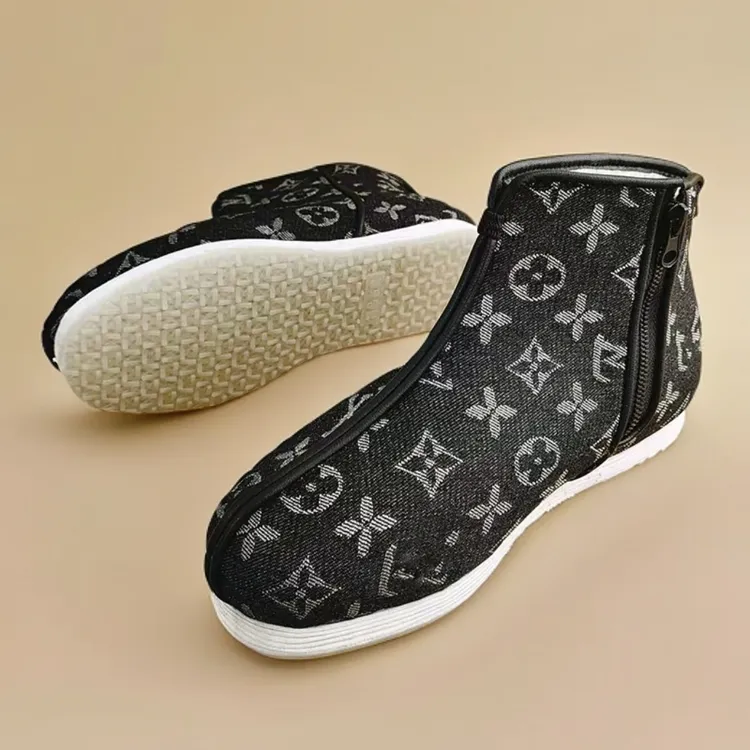 冬季老北京棉鞋男款纯手工千层底布鞋保暖透气舒适拉链款布鞋男款